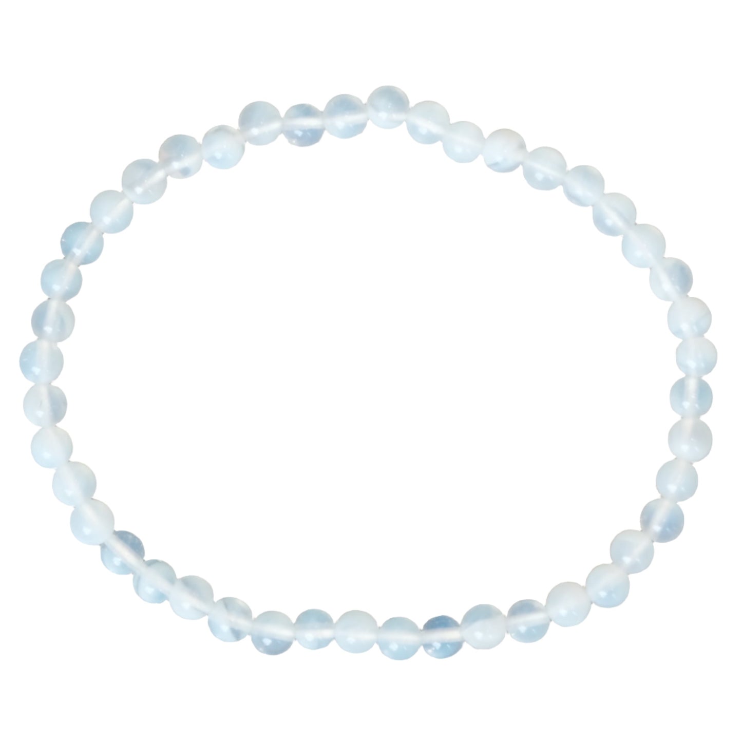 Opalite bracelet with 4mm beads for meditation and energy healing, promoting spiritual communication and emotional transition support.