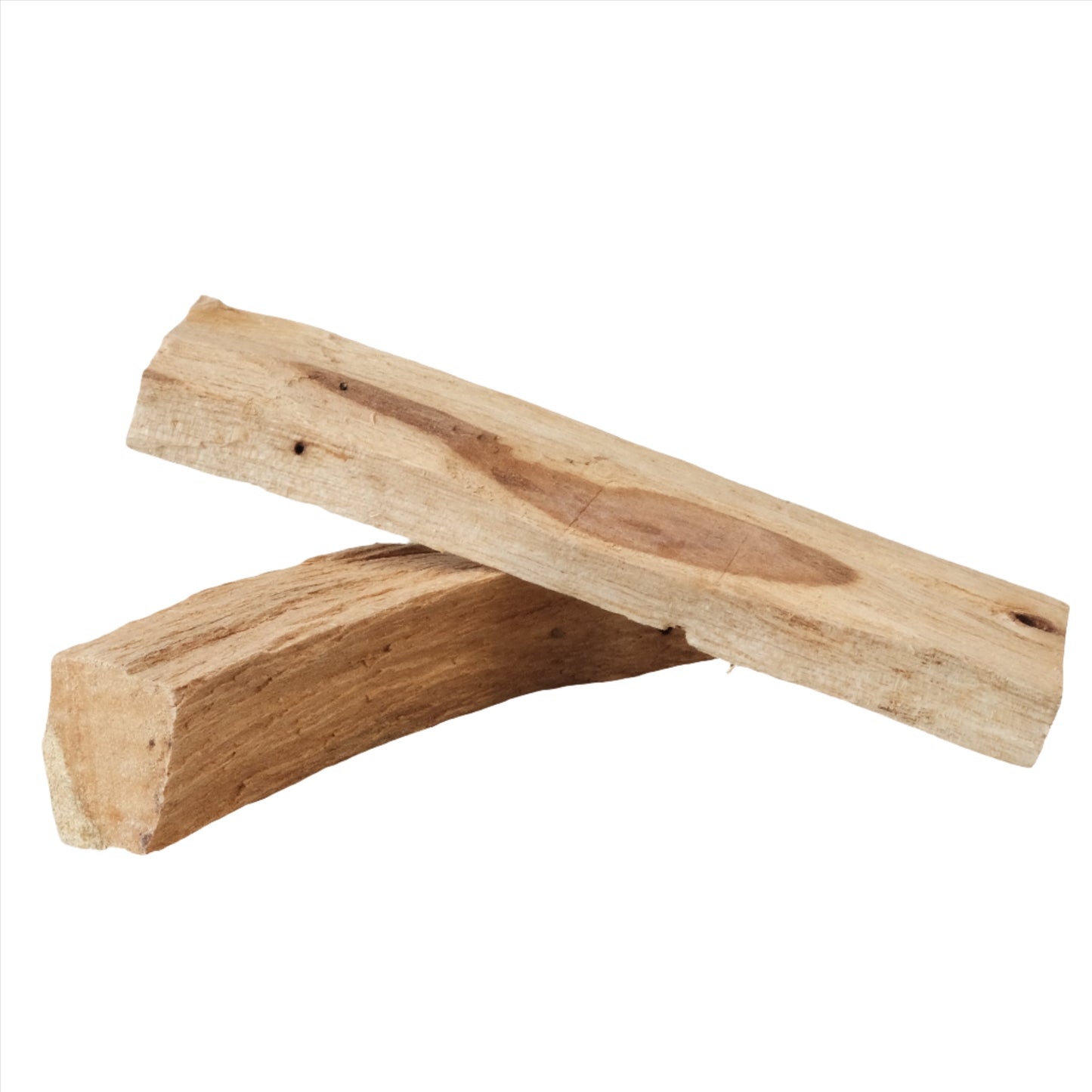 Two Palo Santo sticks on a white background, ideal for infusing homes with an earthy, uplifting aroma.