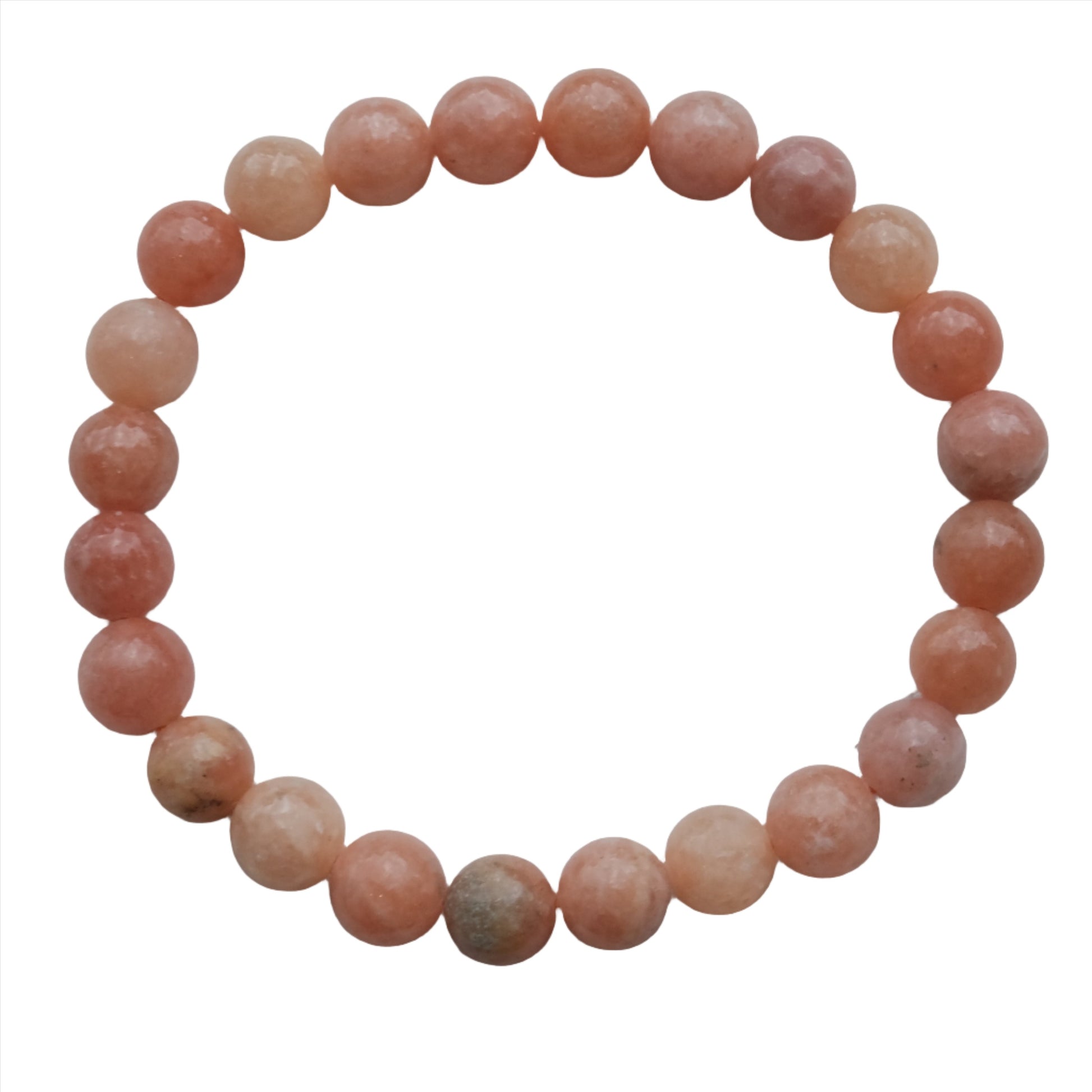 Peach Calcite Bracelet with 8MM beads for energy cleansing and balance.