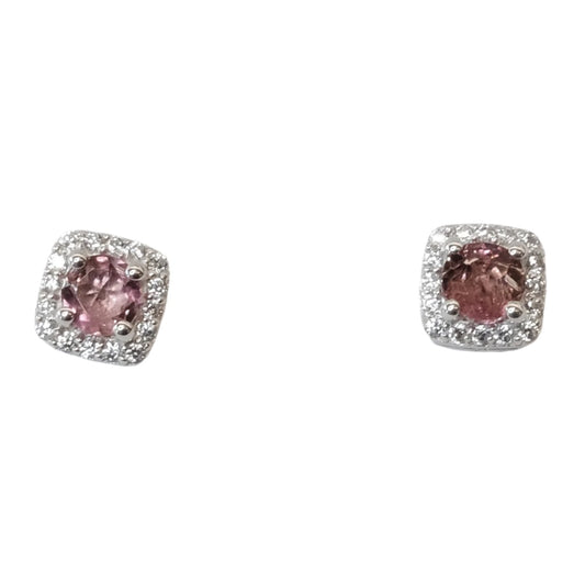 pink tourmaline sterling silver earrings