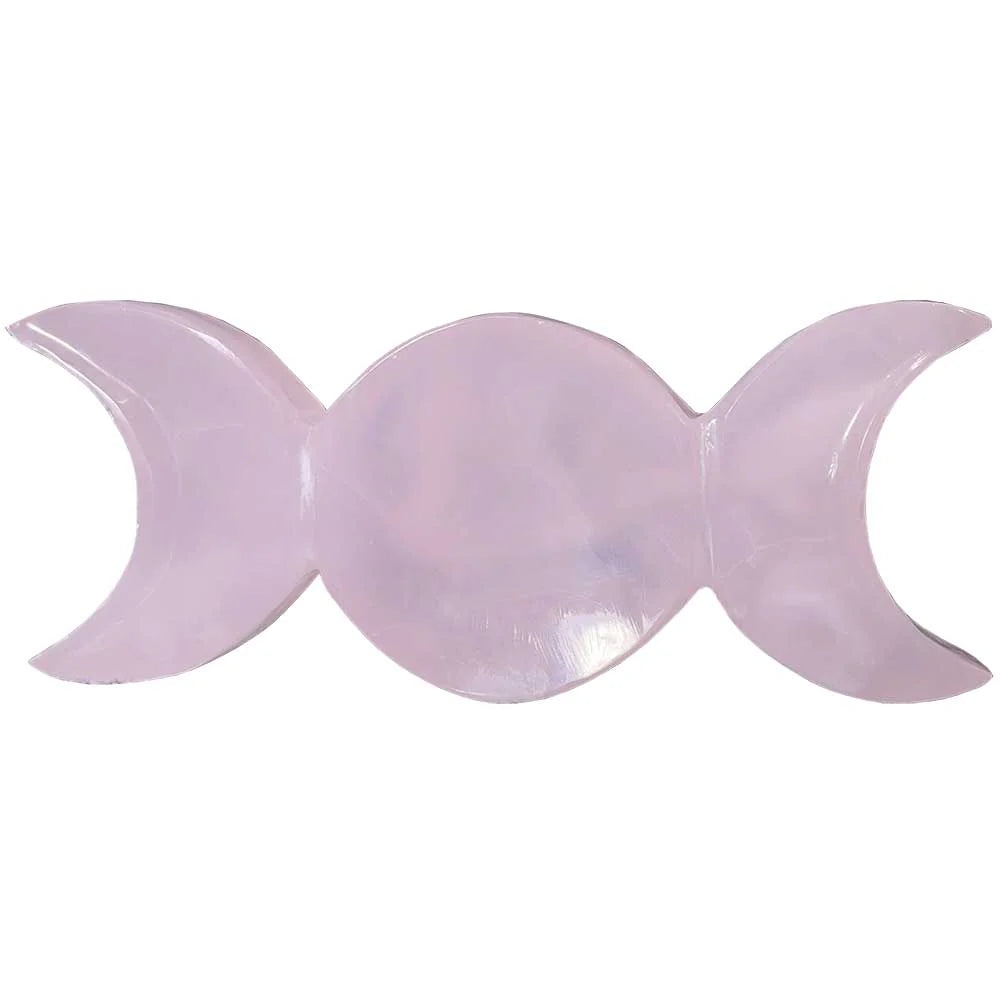 Pink Calcite Plate - Triple Bowl Moon 