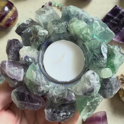 Fluorite Rough Candle Holder - Clarity, Balance & Spiritual Insight