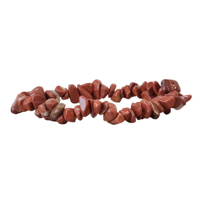 Red Jasper chip bracelet with protective and grounding qualities, known for neutralizing radiation and soothing emotions.