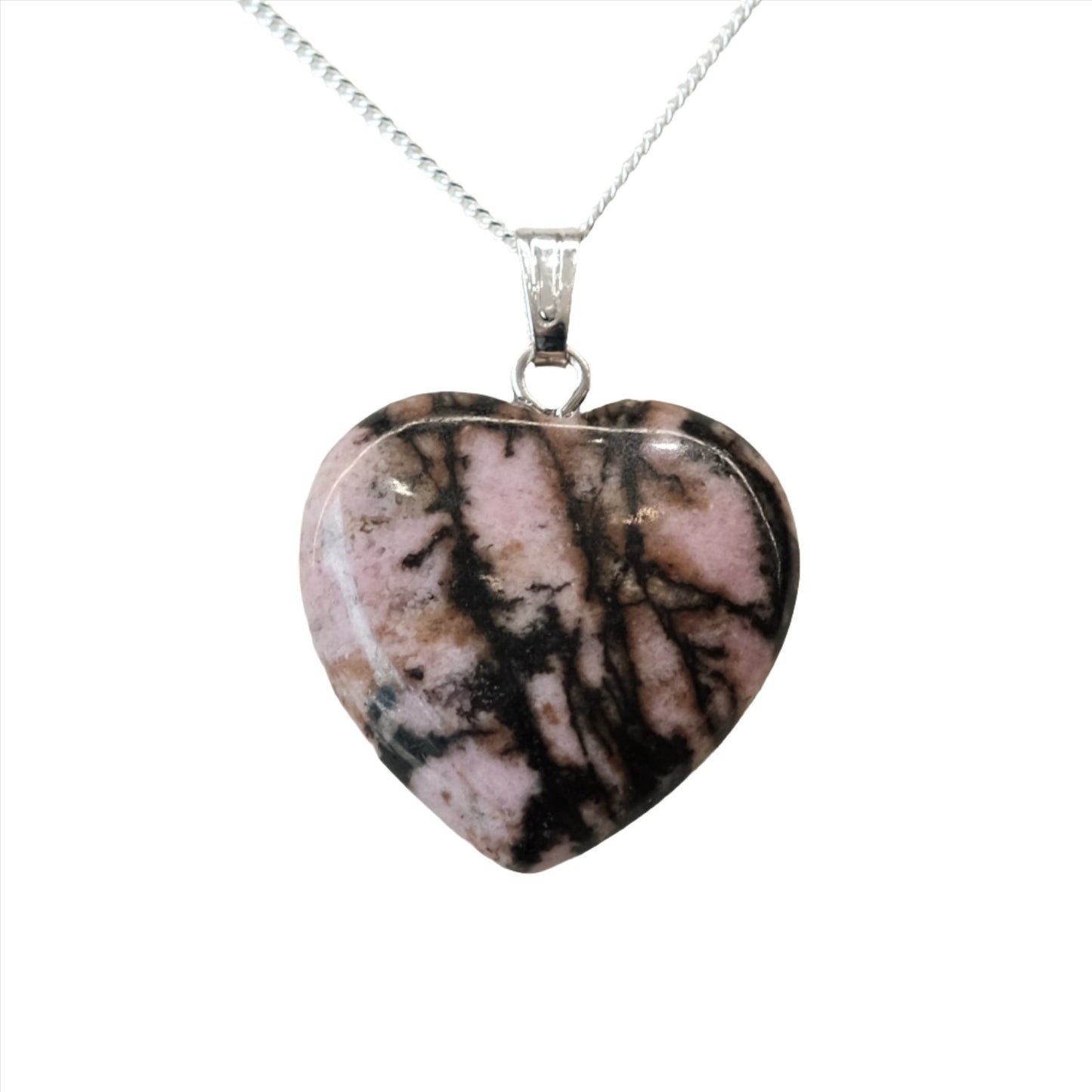 Rhodonite Heart Pendant Small