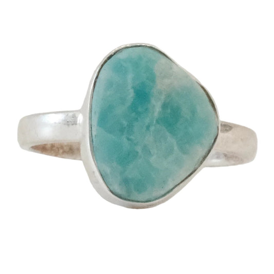 Amazonite sterling silver ring size 7 with calming properties to balance energies and soothe emotions.