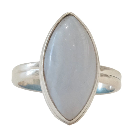 Blue Lace Agate Sterling Silver Ring Size 9 