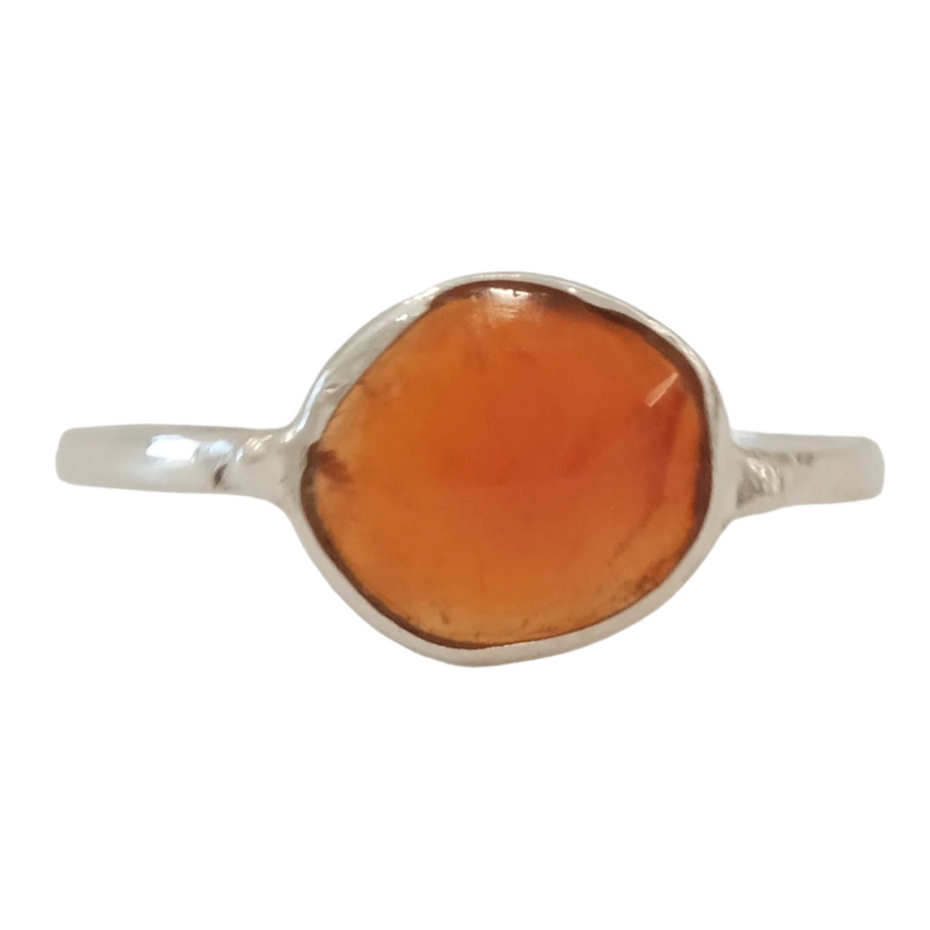 Carnelian Faceted Sterling Silver Ring Size 8