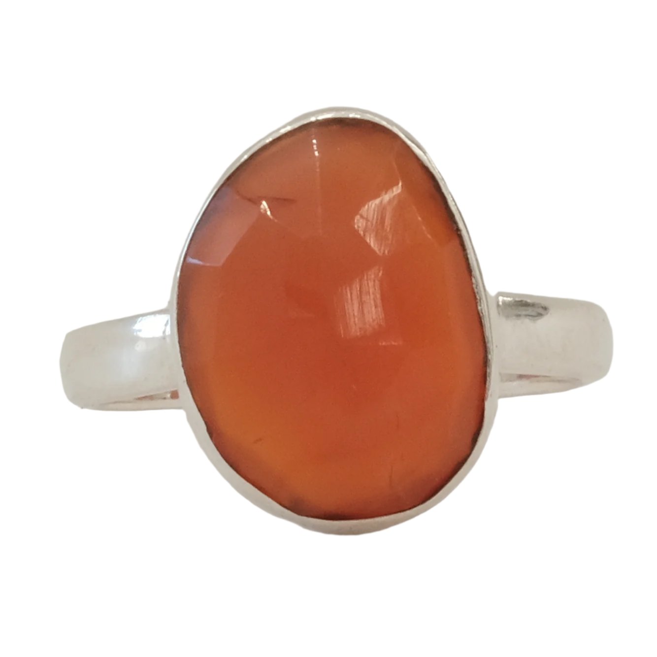 Carnelian Faceted Silver Ring Size 7