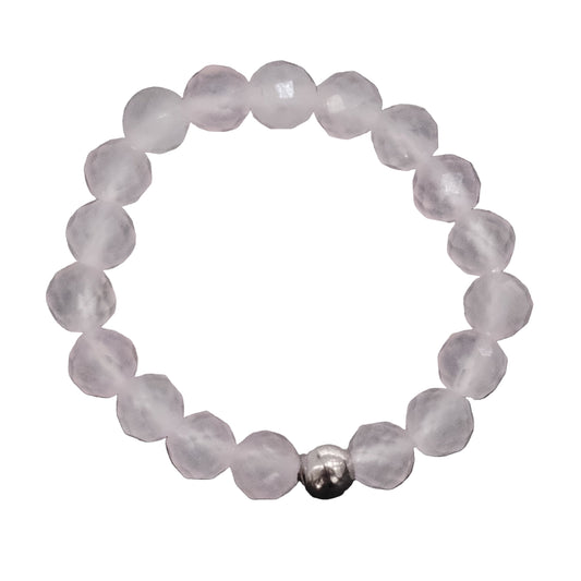 Rose Quartz Faceted Stone Bead Ring - Love, Healing & Inner Peace