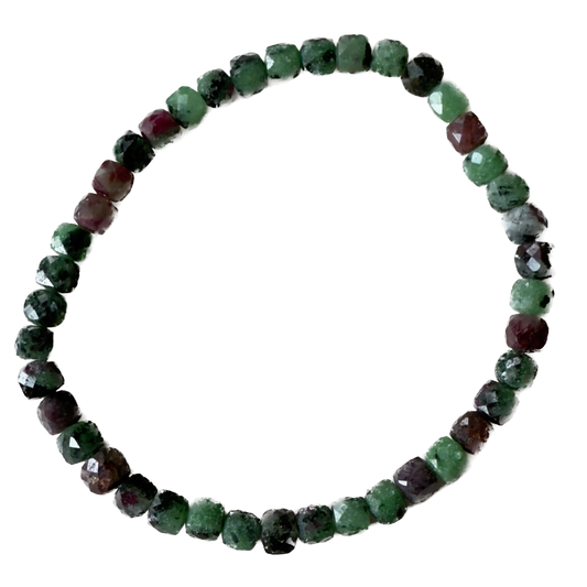 Ruby Zoisite Faceted Cube Bracelet - Joy, Creativity & Healing