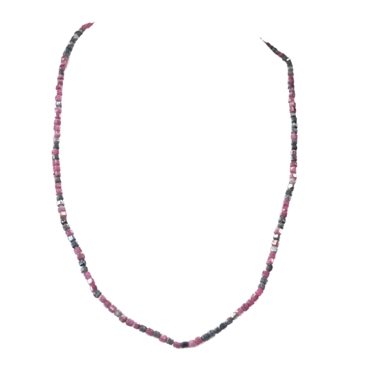 Ruby Sapphire Faceted Cube Necklace