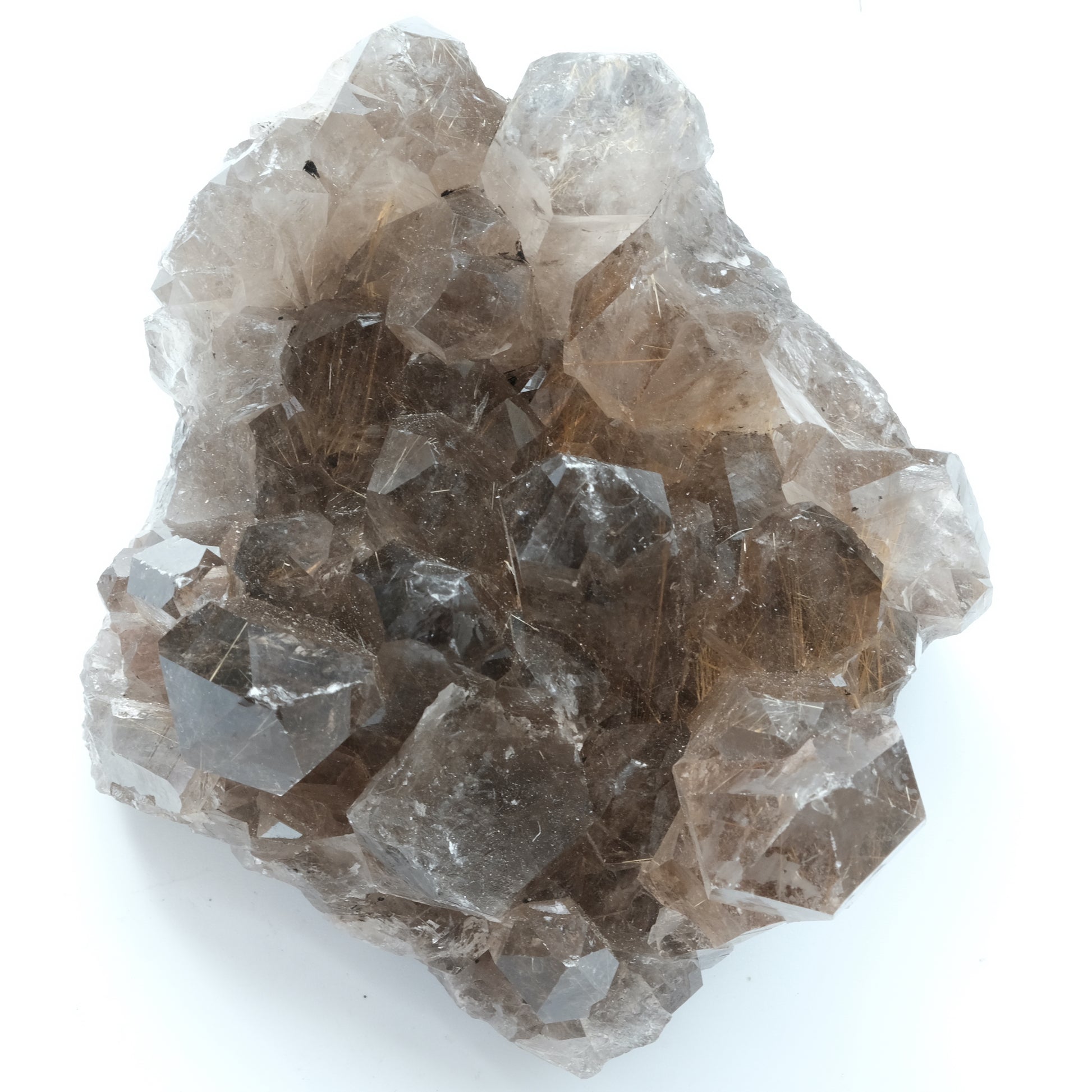 Rutilated Quartz Cluster 869g, spiritual tool for aura-energizing and soul-cleansing, known for eliminating negative energies.