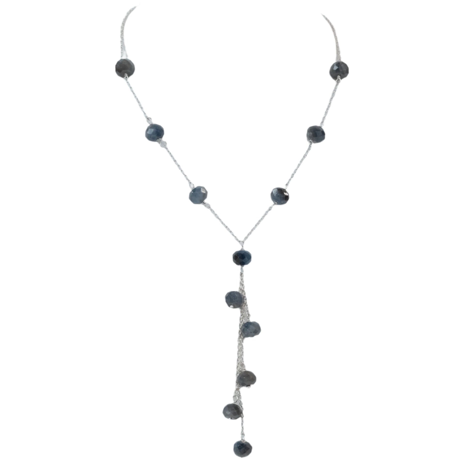 Blue Sapphire Sterling Silver Necklace with Elegant Design for Serenity and Balance