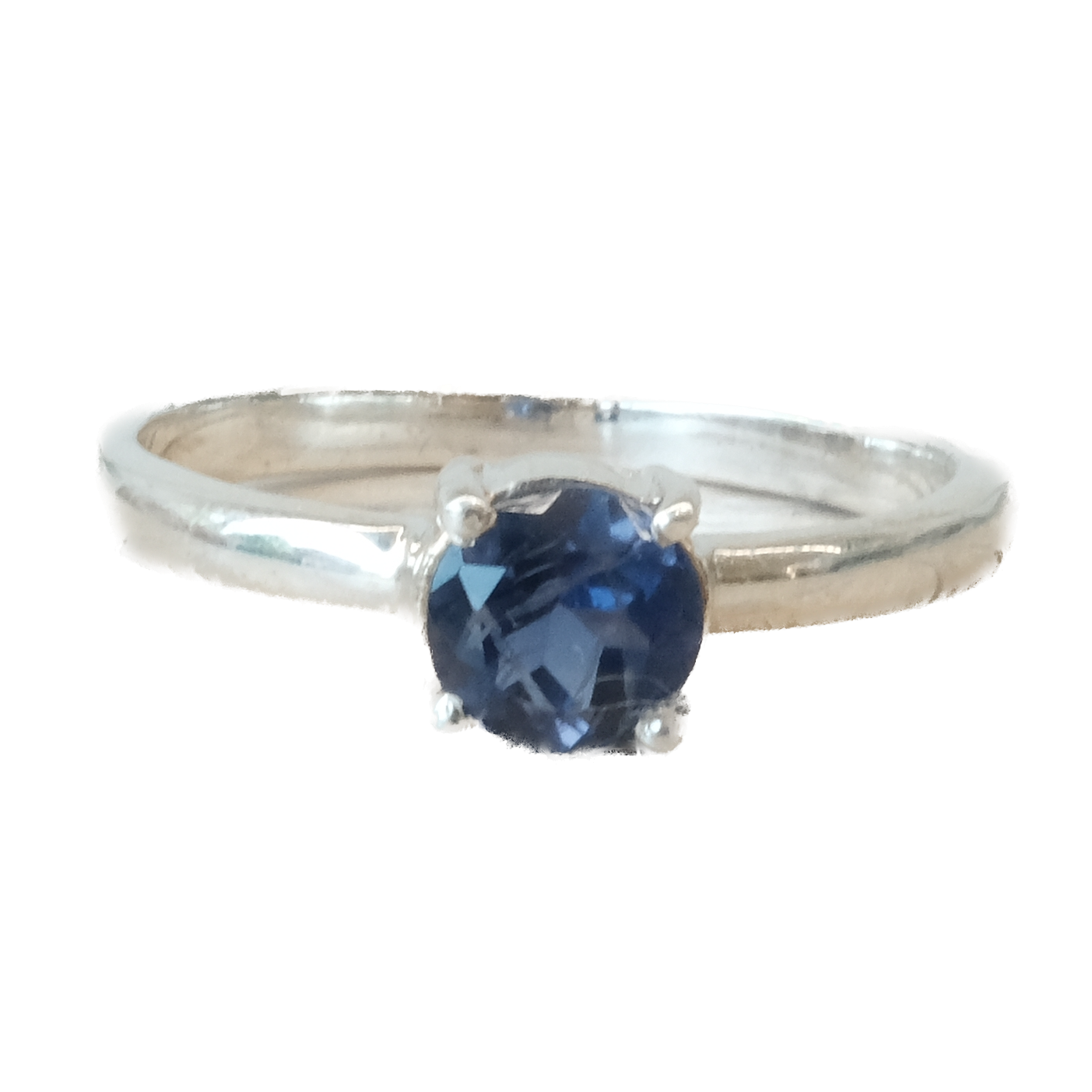 Blue Sapphire Round Sterling Silver Ring Size 8