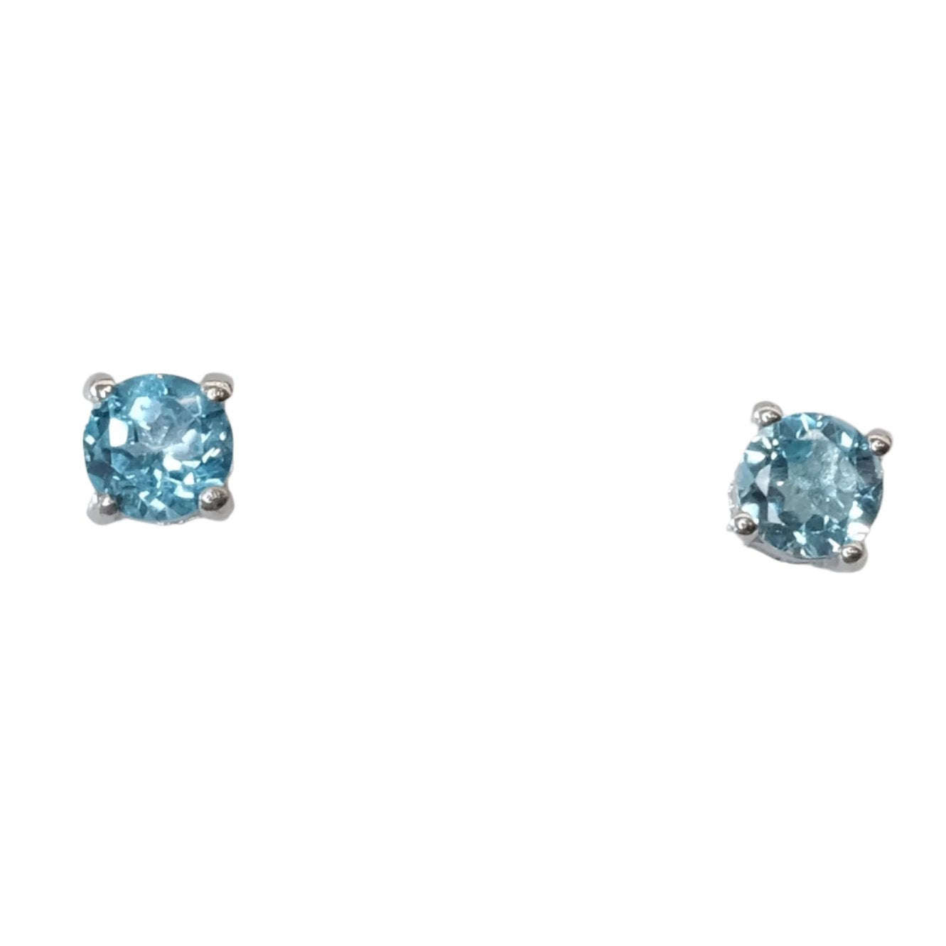 Elegant blue topaz sterling silver stud earrings offering healing and revitalizing properties for love, truth, and relaxation.