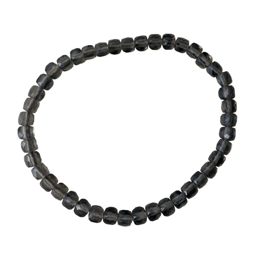 Smoky Quartz Faceted Cube Bracelet - Grounding, Clarity & Emotional Cleansing