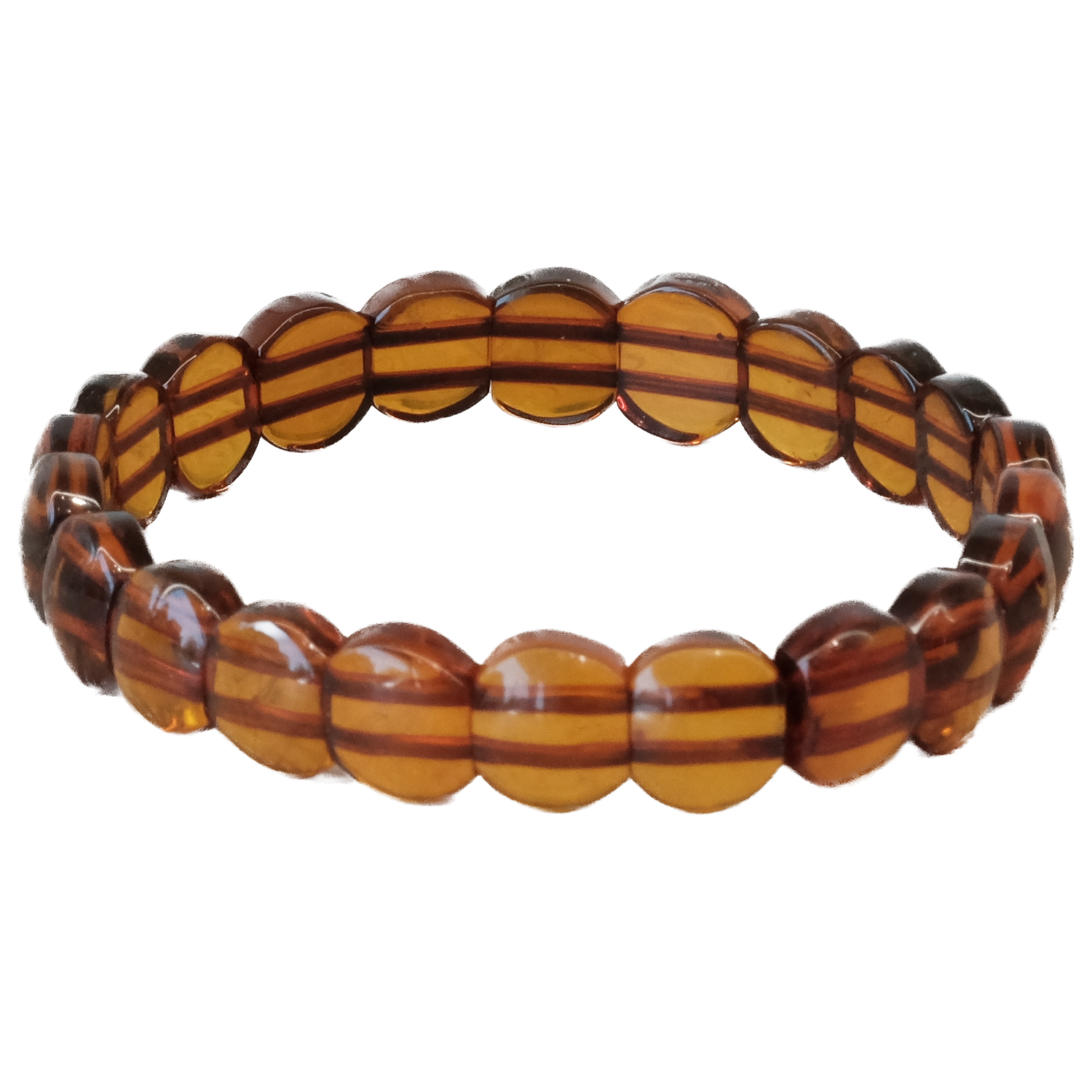 Amber Oval Bead Stretch Bracelet Adult Size 