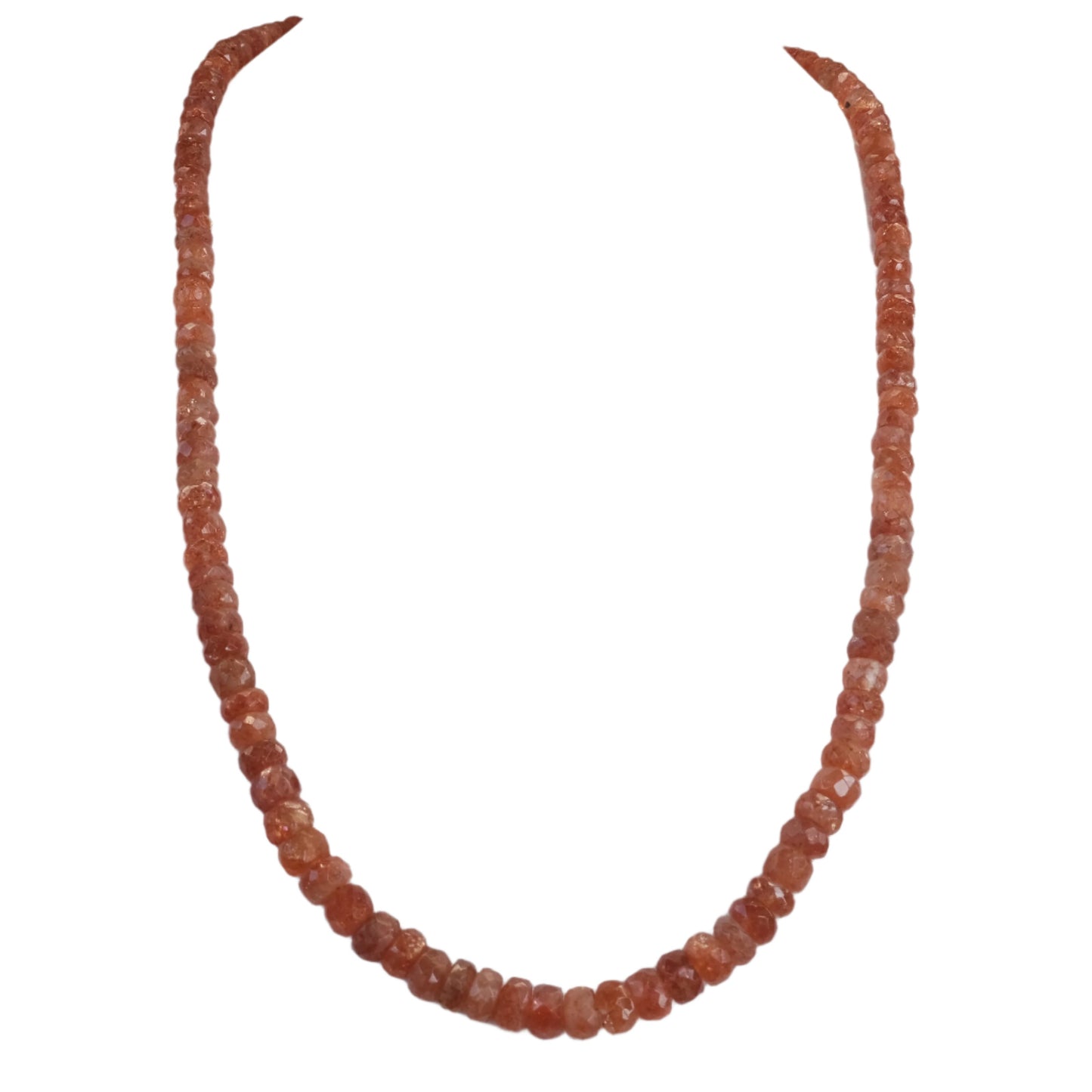 Sunstone bead necklace for good fortune and luck, promotes intuition and originality, relieves stress and increases vitality.