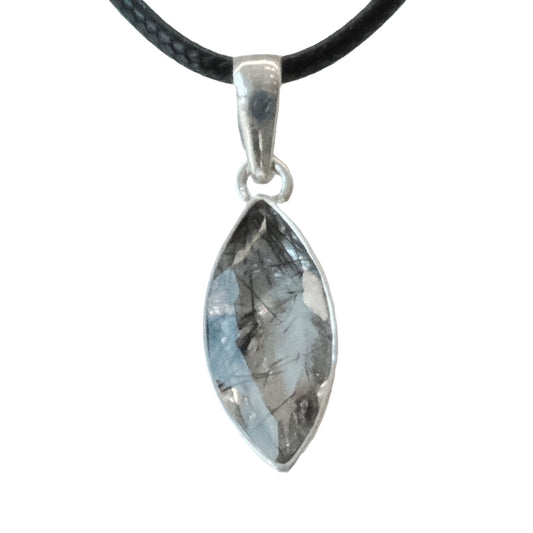 Tourmalinated Quartz Sterling Silver Pendant Necklace