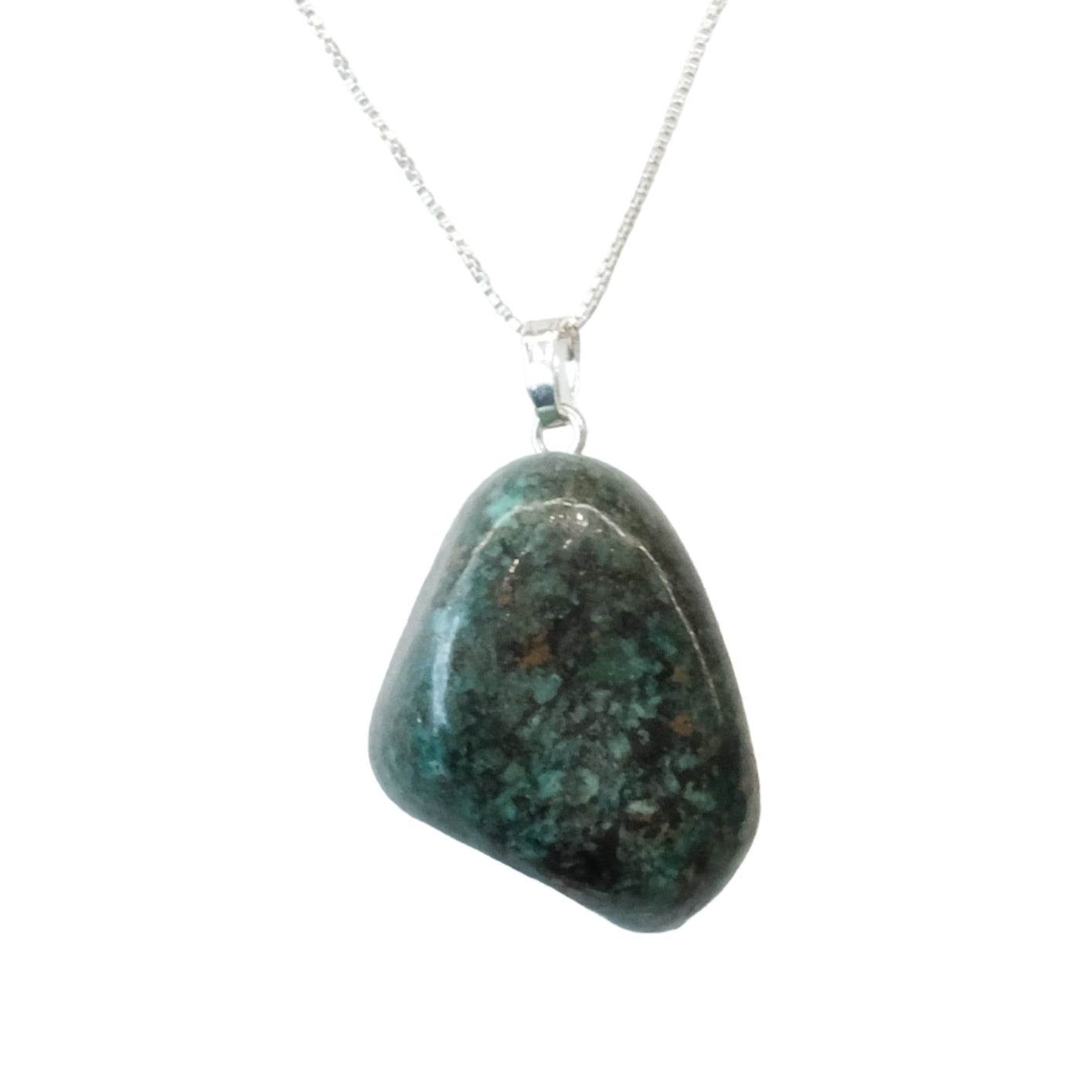 African Turquoise Tumbled Stone Pendant Necklace