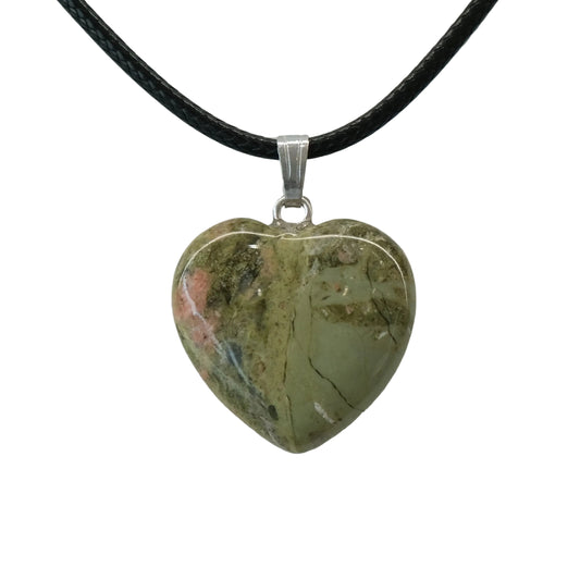 Unakite Heart Pendant Small