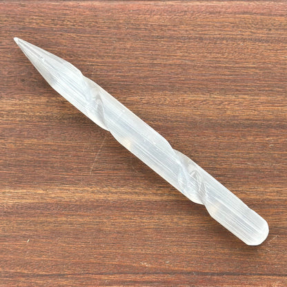 Selenite Spiral Pen Wand Massage Stick